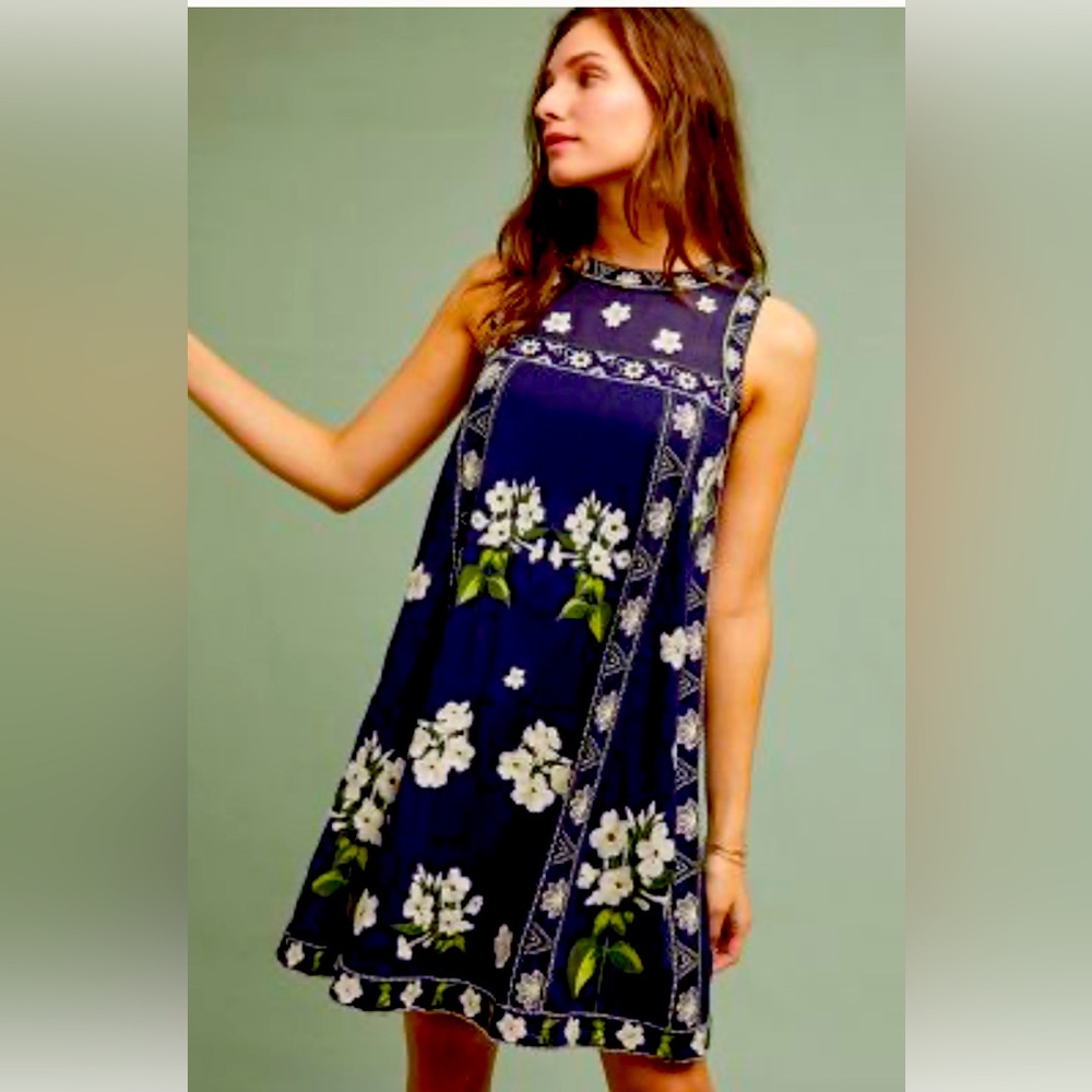 Maeve Rosa Embroidered Swing Dress from Anthropologie